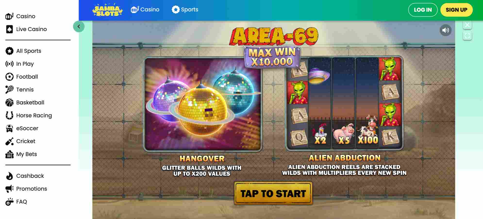 Samba Slots interface